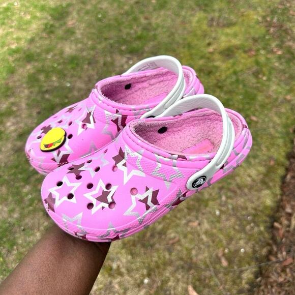 Crocs Kids Classic Lined Disco Dance Party Clogs‎  Size J 1 Pink Sandals - Picture 10 of 14